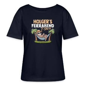 Holger paresseux - T-shirt bio à col rond SERENA Stanley/Stella Femme - marine - Devant - Anna (173cm)