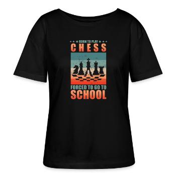 Schach Schachspieler Zur Schule Gezwungen - Stanley/Stella Relaxed Rundhals Frauen Bio-T-Shirt SERENA - Schwarz - Vorne - Anna (173cm)