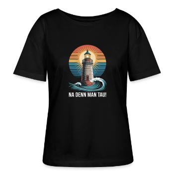 Leuchtturm Abenteuer Na Denn Man Tau - Stanley/Stella Relaxed Rundhals Frauen Bio-T-Shirt SERENA - Schwarz - Vorne - Anna (173cm)