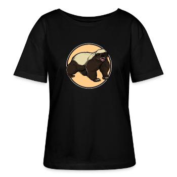 Honey Badger Honigsdachs - Stanley/Stella Relaxed Rundhals Frauen Bio-T-Shirt SERENA - Schwarz - Vorne - Anna (173cm)