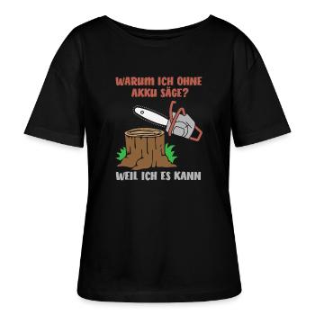 Waldarbeiter Holzfäller Geschenk Bäume fällen - Stanley/Stella Relaxed Rundhals Frauen Bio-T-Shirt SERENA - Schwarz - Vorne - Anna (173cm)