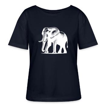 Elefant Porträt - Safari Rüsseltier mit Stoßzähnen - Stanley/Stella Relaxed Rundhals Frauen Bio-T-Shirt SERENA - Navy - Vorne - Anna (173cm)