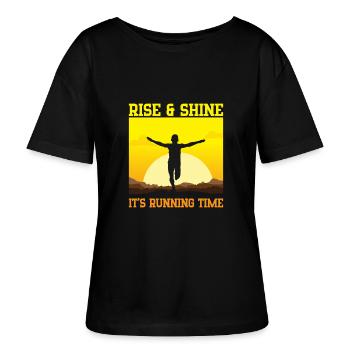 Running Rise & Shine Marathon Runner Gift - Stanley/Stella SERENA Relaxed Women’s Organic Round Neck T-shirt - black - Front - Anna (173cm)
