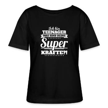 Ich bin Teenager - Stanley/Stella Relaxed Rundhals Frauen Bio-T-Shirt SERENA - Schwarz - Vorne - Anna (173cm)