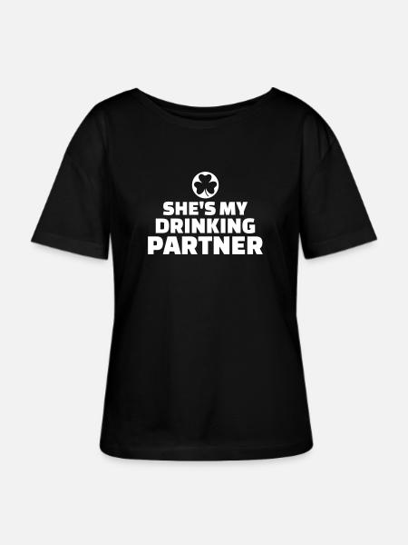Drinking partner - Stanley/Stella Relaxed Rundhals Frauen Bio-T-Shirt SERENA - Schwarz