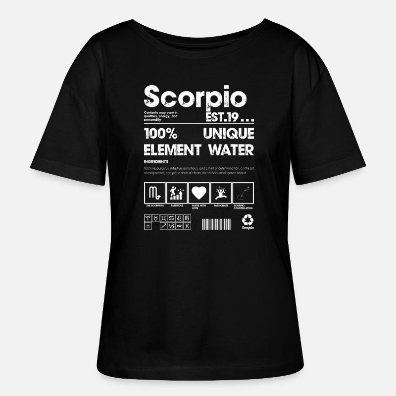 Scorpio Element Water Logo Tee - Stanley/Stella SERENA Relaxed Women’s Organic Round Neck T-shirt - black