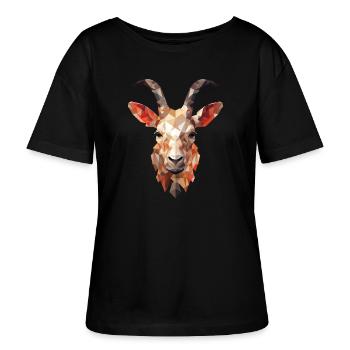 Polygonaler Bock Künstlerisches Ziegen Design - Stanley/Stella Relaxed Rundhals Frauen Bio-T-Shirt SERENA - Schwarz - Vorne - Anna (173cm)