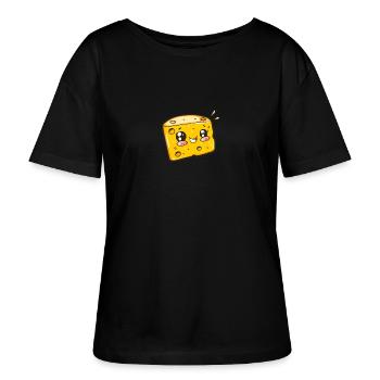 Bloc de fromage riant style dessin animé - T-shirt bio à col rond SERENA Stanley/Stella Femme - noir - Devant - Anna (173cm)