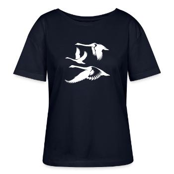 élégant cygne muet troupeau oiseaux cygne - T-shirt bio à col rond SERENA Stanley/Stella Femme - marine - Devant - Anna (173cm)