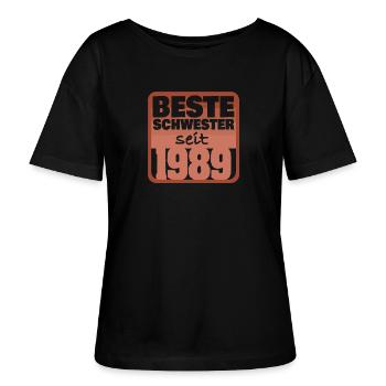 Frères et sœurs 1989 - T-shirt bio à col rond SERENA Stanley/Stella Femme - noir - Devant - Anna (173cm)