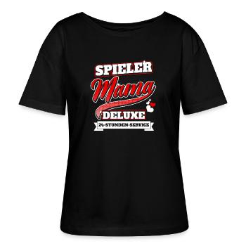 Spieler Mama Deluxe 24-Stunden-Service - Stanley/Stella Relaxed Rundhals Frauen Bio-T-Shirt SERENA - Schwarz - Vorne - Anna (173cm)