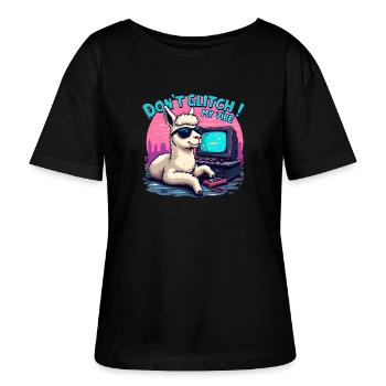 Don't Glitch my Vibe - Retro Gaming Alpaka - Stanley/Stella Relaxed Rundhals Frauen Bio-T-Shirt SERENA - Schwarz - Vorne - Anna (173cm)