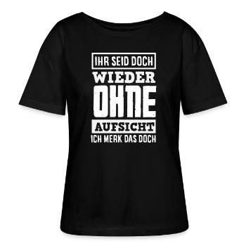 Wieder ohne Aufsicht – Sarkasmus - Stanley/Stella Relaxed Rundhals Frauen Bio-T-Shirt SERENA - Schwarz - Vorne - Anna (173cm)