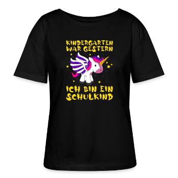 Einschulung Einhorn - Stanley/Stella Relaxed Rundhals Frauen Bio-T-Shirt SERENA - Schwarz - Vorne - Anna (173cm)