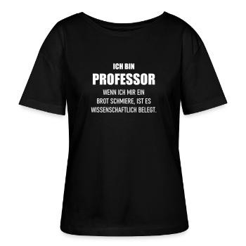 Professor schmiert Brot wissenschaftliche belegt - Stanley/Stella Relaxed Rundhals Frauen Bio-T-Shirt SERENA - Schwarz - Vorne - Anna (173cm)
