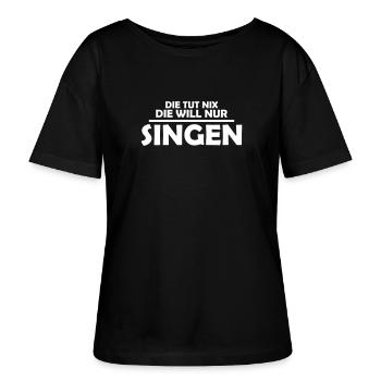 Die tut nix die will nur singen - Stanley/Stella Relaxed Rundhals Frauen Bio-T-Shirt SERENA - Schwarz - Vorne - Anna (173cm)