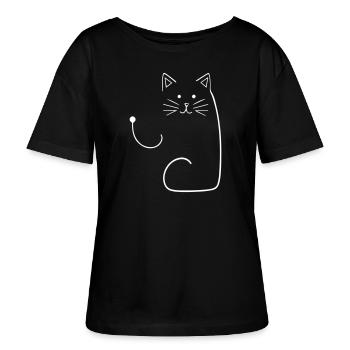 Winkekatze Maneki-neko - Stanley/Stella Relaxed Rundhals Frauen Bio-T-Shirt SERENA - Schwarz - Vorne - Anna (173cm)
