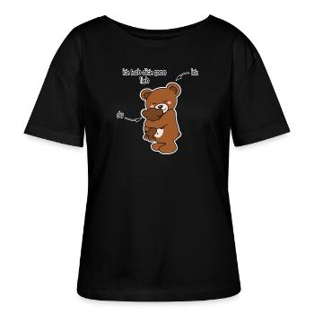 Süß! Teddy und kleiner Bruder, kleine Schwester - Stanley/Stella Relaxed Rundhals Frauen Bio-T-Shirt SERENA - Schwarz - Vorne - Anna (173cm)