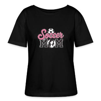Fußballmama ist stolze Unterstützerin - Stanley/Stella Relaxed Rundhals Frauen Bio-T-Shirt SERENA - Schwarz - Vorne - Anna (173cm)