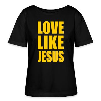 Love like jesus - Stanley/Stella Relaxed Rundhals Frauen Bio-T-Shirt SERENA - Schwarz - Vorne - Anna (173cm)