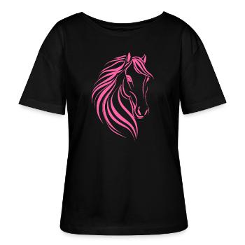 Delicate Horse Drawing - Stanley/Stella SERENA Relaxed Women’s Organic Round Neck T-shirt - black - Front - Anna (173cm)