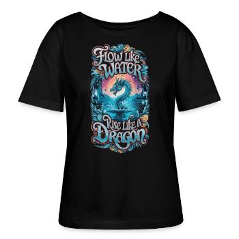 Fließe wie Wasser, erhebe dich wie ein Drache - Stanley/Stella Relaxed Rundhals Frauen Bio-T-Shirt SERENA - Schwarz - Vorne - Anna (173cm)