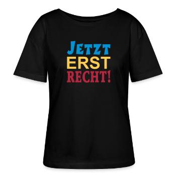 JETZT ERST RECHT! - Stanley/Stella Relaxed Rundhals Frauen Bio-T-Shirt SERENA - Schwarz - Vorne - Anna (173cm)