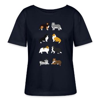 Shelties Hochformat - Stanley/Stella Relaxed Rundhals Frauen Bio-T-Shirt SERENA - Navy - Vorne - Anna (173cm)