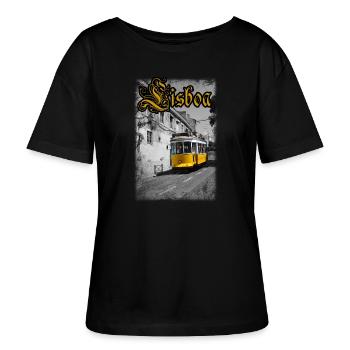 Lissabon Tram - Stanley/Stella Relaxed Rundhals Frauen Bio-T-Shirt SERENA - Schwarz - Vorne - Anna (173cm)