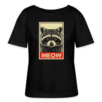 Funny Raccoon Vintage Disguise Cat - Stanley/Stella Relaxed Rundhals Frauen Bio-T-Shirt SERENA - Schwarz - Vorne - Anna (173cm)