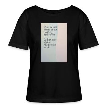 Wenn du an dir zweifelst – alle tun es - Stanley/Stella Relaxed Rundhals Frauen Bio-T-Shirt SERENA - Schwarz - Vorne - Anna (173cm)