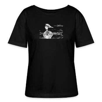 Vintage Haubentaucher schwimmend auf Fluss - Stanley/Stella Relaxed Rundhals Frauen Bio-T-Shirt SERENA - Schwarz - Vorne - Anna (173cm)