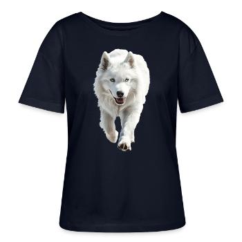 Samojede - Stanley/Stella Relaxed Rundhals Frauen Bio-T-Shirt SERENA - Navy - Vorne - Anna (173cm)