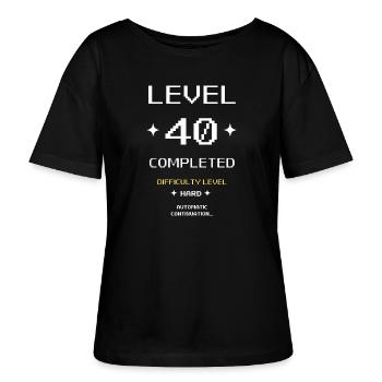 Level 40 abgeschlossen.Geschenk zum 40. Geburtstag - Stanley/Stella Relaxed Rundhals Frauen Bio-T-Shirt SERENA - Schwarz - Vorne - Anna (173cm)
