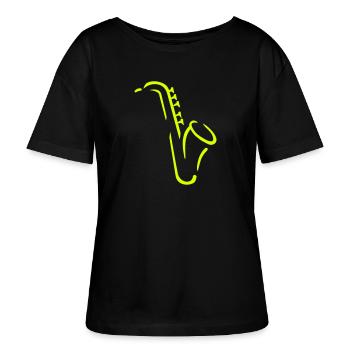 Saxophon - Stanley/Stella Relaxed Rundhals Frauen Bio-T-Shirt SERENA - Schwarz - Vorne - Anna (173cm)