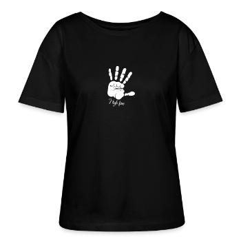 high five - Stanley/Stella Relaxed Rundhals Frauen Bio-T-Shirt SERENA - Schwarz - Vorne - Anna (173cm)