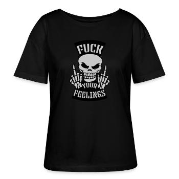 fuck your feelings Zitat - Stanley/Stella Relaxed Rundhals Frauen Bio-T-Shirt SERENA - Schwarz - Vorne - Anna (173cm)