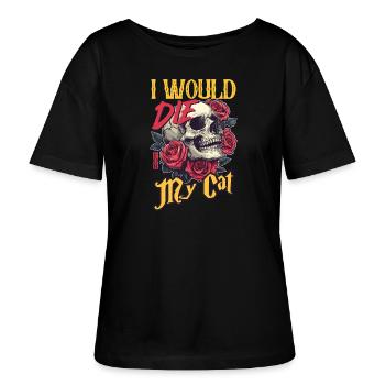Je mourrais pour mon crâne de chat Roses Art - T-shirt bio à col rond SERENA Stanley/Stella Femme - noir - Devant - Anna (173cm)