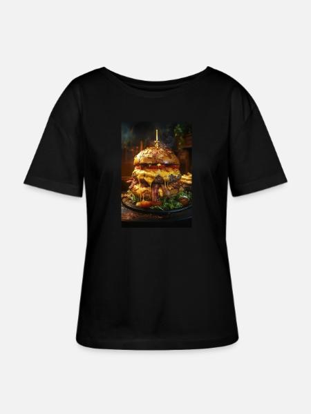 Epischer Speck-Käse-Burger-Stapel - Stanley/Stella Relaxed Rundhals Frauen Bio-T-Shirt SERENA - Schwarz