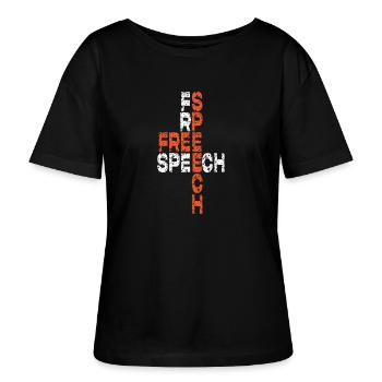 Free Speech Word Art Design - Stanley/Stella SERENA Relaxed Women’s Organic Round Neck T-shirt - black - Front - Anna (173cm)