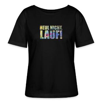Heul nicht, Lauf! - Laufen, Sprüche, Marathon - Stanley/Stella Relaxed Rundhals Frauen Bio-T-Shirt SERENA - Schwarz - Vorne - Anna (173cm)
