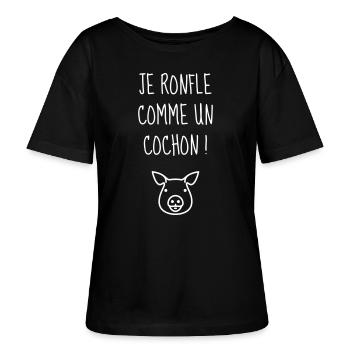 Ronfler / Ronfleur / Ronfleuse / Ronflement - T-shirt bio à col rond SERENA Stanley/Stella Femme - noir - Devant - Anna (173cm)