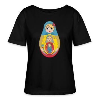 Traditionelle russische Matroschka Puppe - Stanley/Stella Relaxed Rundhals Frauen Bio-T-Shirt SERENA - Schwarz - Vorne - Anna (173cm)