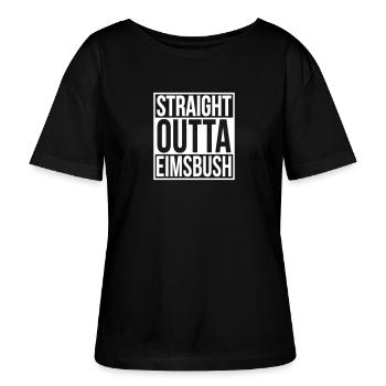 Straight Outta Eimsbush Rap Hip Hop Statement Hood - Stanley/Stella Relaxed Rundhals Frauen Bio-T-Shirt SERENA - Schwarz - Vorne - Anna (173cm)