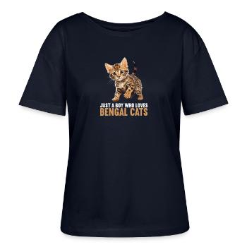 Bengal Cat Bengalkatze - Stanley/Stella Relaxed Rundhals Frauen Bio-T-Shirt SERENA - Navy - Vorne - Anna (173cm)