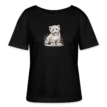 Snow Leopard Schneeleoparden Schneeleopard - Stanley/Stella Relaxed Rundhals Frauen Bio-T-Shirt SERENA - Schwarz - Vorne - Anna (173cm)