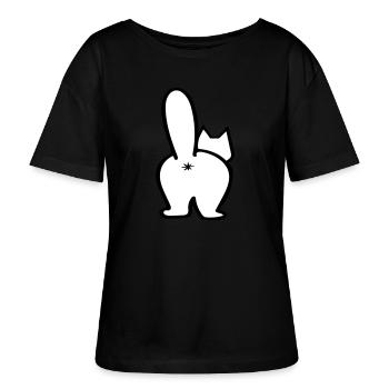 Chat par derrière. Sélection de couleurs libre - T-shirt bio à col rond SERENA Stanley/Stella Femme - noir - Devant - Anna (173cm)