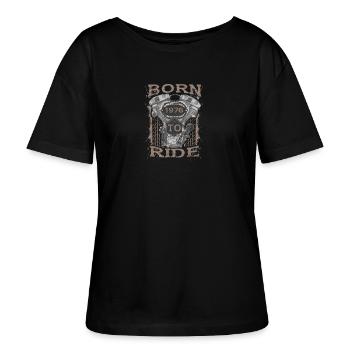 Born to Ride motorcycle 1976 - Stanley/Stella Relaxed Rundhals Frauen Bio-T-Shirt SERENA - Schwarz - Vorne - Anna (173cm)