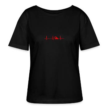 EKG HERZSCHLAG SCHWIMMER Red - Stanley/Stella Relaxed Rundhals Frauen Bio-T-Shirt SERENA - Schwarz - Vorne - Anna (173cm)