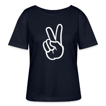 La paix signe la main de la paix - T-shirt bio à col rond SERENA Stanley/Stella Femme - marine - Devant - Anna (173cm)